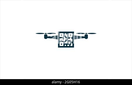 Icône de code-barres de la Drone aérienne logo design symbole d'illustration vectorielle Illustration de Vecteur