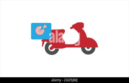 Pizza livraison rapide de nourriture Bike Icon logo dans le design plat modèle vectoriel Illustration de Vecteur