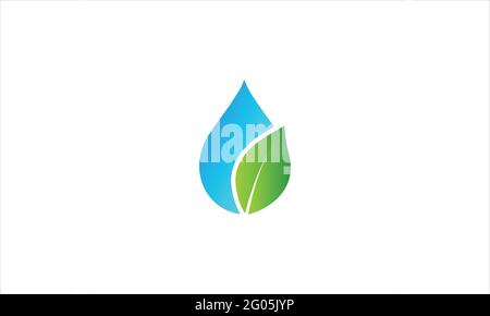 Modèle vectoriel plat avec logo « Water Drop and Leaf » illustration Illustration de Vecteur