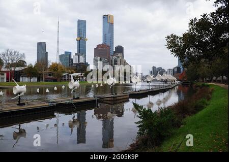 Melbourne, Australie. 28 mai 2021. Photo prise le 28 mai 2021 montre une vue à Melbourne, Australie. L'État australien de Victoria est entré dans le cinquième jour de son confinement mardi, le nombre de cas de COVID-19 dans la dernière éclosion ayant atteint 54. Crédit: Bai Xue/Xinhua/Alay Live News Banque D'Images