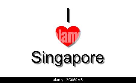 j'adore le cœur rouge de singapour Banque D'Images