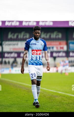 Haderselv, Danemark. 24 mai 2021. Victor Ekani (29) de SonderjyskE vu pendant le match 3F Superliga entre SonderjyskE et AAB dans le parc Sydbank à Haderslev. (Photo: Gonzales photo: Gastón Szerman). Banque D'Images