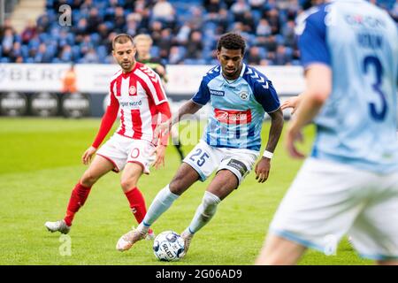 Haderselv, Danemark. 24 mai 2021. Haji Wright (25) de SonderjyskE vu pendant le match 3F Superliga entre SonderjyskE et AAB dans le parc Sydbank à Haderslev. (Photo: Gonzales photo: Gastón Szerman). Banque D'Images