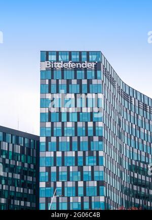 Bucarest, Roumanie - 05.01.2021: Siège social de BitDefender à Bucarest. BitDefender est une société roumaine de technologie de cybersécurité Banque D'Images