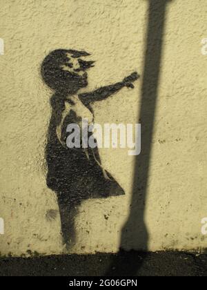 Banksy Girl avec ballon rouge Banque D'Images