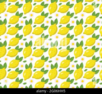 Motif tropical sans couture avec citrons jaunes. Fond répété de fruit. Imprimé vectoriel brillant pour tissu ou papier peint. Illustration de Vecteur