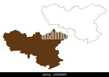 Neunkirchen district (République fédérale d'Allemagne, État de la Sarre, district rural) carte illustration vectorielle, scribble sketch carte de Neunirchen Illustration de Vecteur