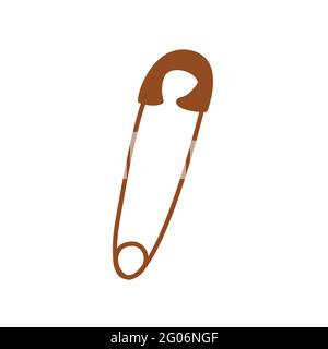 Broche. Illustration vectorielle colorée de style dessiné à la main isolée unique. Outil Elément de couture Illustration de Vecteur