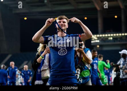 Ryal Quay, Royaume-Uni. 29 mai 2021. Timo Werner de Chelsea à la suite du match final de l'UEFA Champions League entre Manchester City et Chelsea à l'est‡dio do Drag, Porto, Portugal, le 29 mai 2021. Photo d'Andy Rowland. Crédit : Prime Media Images/Alamy Live News Banque D'Images
