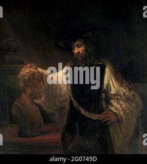 Aristote avec un buste d'Homer par Rembrandt van Rijn (1606-1669), huile sur toile, 1653 Banque D'Images