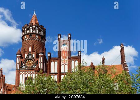 Ancien hôtel de ville Schmargendorf, Red Brick Gothique, Berlin, Allemagne Banque D'Images