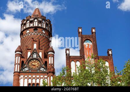 Ancien hôtel de ville Schmargendorf, Red Brick Gothique, Berlin, Allemagne Banque D'Images