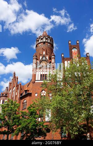 Ancien hôtel de ville Schmargendorf, Red Brick Gothique, Berlin, Allemagne Banque D'Images