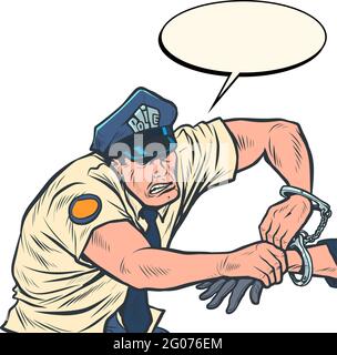 Un policier met les menottes, arrête Illustration de Vecteur