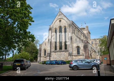 Romsey, Hampshire, Angleterre, Royaume-Uni. 2021. Abbaye de Romsey la plus grande église paroissiale du comté de Hampshire, Royaume-Uni Banque D'Images