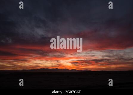 Coucher de soleil sur la mer de Salton, Bombay Beach, Californie, États-Unis Banque D'Images