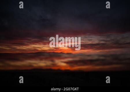 Coucher de soleil sur la mer de Salton, Bombay Beach, Californie, États-Unis Banque D'Images