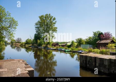 Landschaft am alten Eiderkanal BEI der Schleuse Kluvensiek BEI Bovenau Banque D'Images