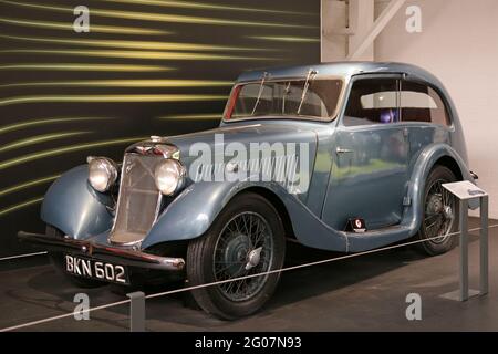 Hillman Aero Minx (1935), Coventry transport Museum, Millennium place, Coventry, West Midlands, Angleterre, Grande-Bretagne, Royaume-Uni, Europe Banque D'Images
