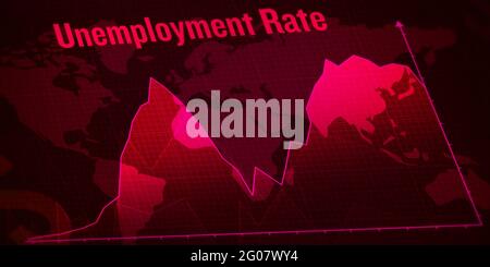 Le taux de chômage augmente à l'échelle mondiale en raison d'une pandémie. Moderne diagramme rouge abstrait dernier concept de toile de fond Banque D'Images