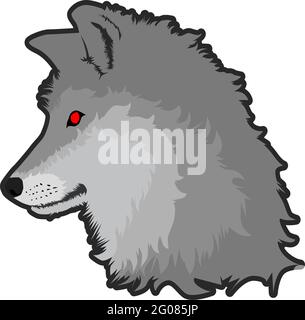 Tête d'une illustration vectorielle de loup isolée sur fond blanc Illustration de Vecteur