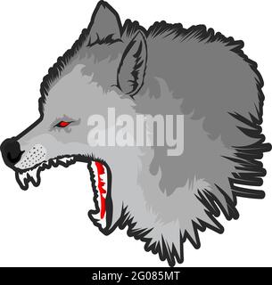 Tête d'une illustration vectorielle de loup isolée sur fond blanc Illustration de Vecteur