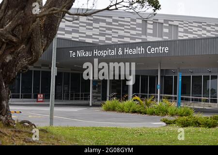 GREYMOUTH, NOUVELLE-ZÉLANDE, 7 janvier 2021 : signalisation pour l'hôpital et centre de santé te Nikau récemment ouvert à Greymouth, Nouvelle-Zélande, 7 janvier 2021 Banque D'Images