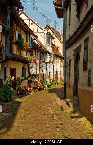 FRANCE, HAUT-RHIN (68), EGUISHEIM, RUE DU REMPART SUD Banque D'Images