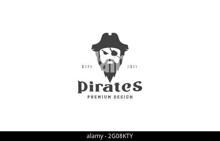 pirates mignons avec la barbe vintage logo symbole vecteur icône illustration graphique conception Illustration de Vecteur