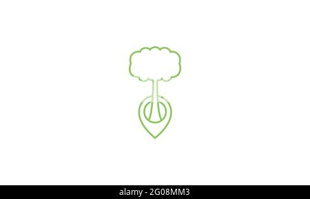 arbre de lignes vertes avec emplacement de carte d'axe logo symbole vecteur icône illustration design graphique Illustration de Vecteur