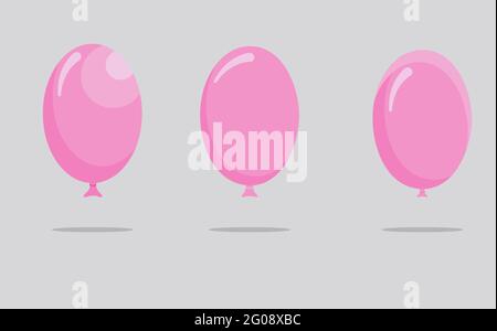 Ballons de couleur rose sur fond gris. Illustration de Vecteur