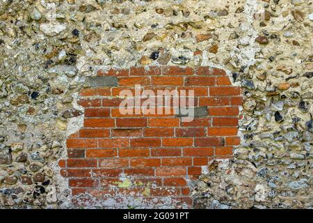 Section de mur, pièce de brique rouge et pièce de flanelle Banque D'Images