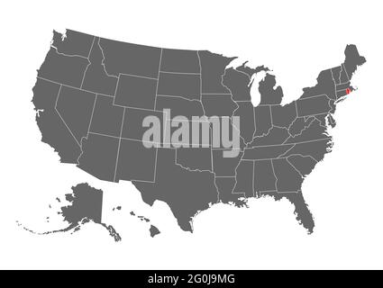Carte vectorielle Rhode Island. Illustration haute précision. État-Unis d'Amérique pays . Illustration de Vecteur