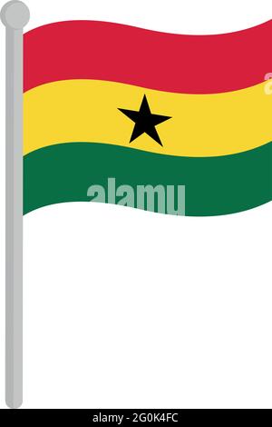 Illustration vectorielle du drapeau du Ghana sur un poteau Illustration de Vecteur