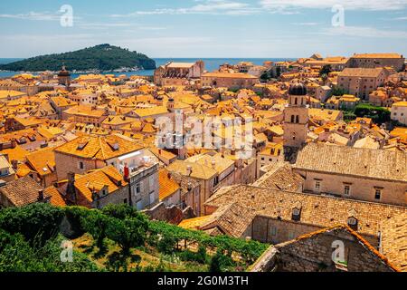 Vue panoramique sur la vieille ville de Dubrovnik en Croatie Banque D'Images