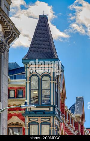 Le bâtiment Slade, 38 Washington Street, a été construit en 1881 dans le style gothique victorien. Banque D'Images