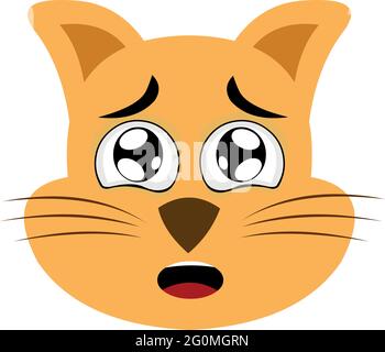 Émoticône vectoriel illustration du visage d'un chat de dessin animé avec une expression effrayée Illustration de Vecteur