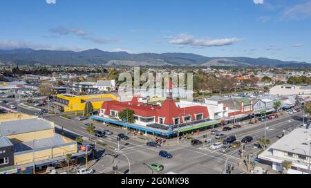 L, NOUVELLE-ZÉLANDE - 26 mai 2021 : prises de vue aériennes de Levin, une petite ville de la région de Horochenua en Nouvelle-Zélande Banque D'Images