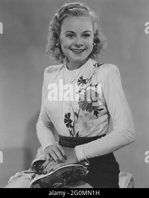 Sonja Henie. Champion norvégien de patinage artistique, né en avril 8 mort en octobre 12 1969. Banque D'Images