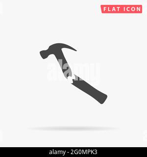 Icône de vecteur plat marteau cassé. Illustrations dessinées à la main. Illustration de Vecteur