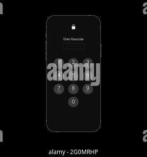 Entrez le mot de passe. Déverrouiller l'interface de l'écran. Permet d'entrer le code PIN sur le pavé numérique. Illustration vectorielle Illustration de Vecteur