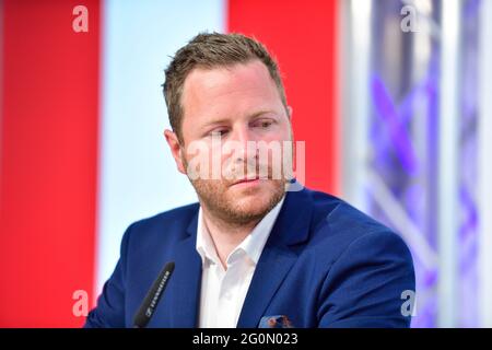 Vienne, Autriche. 2nd juin 2021. Conférence de presse avec le Secrétaire général du FPÖ (Parti de la liberté Autriche), NAbg. Michael Schnedlitz. Sujet: Évolution de la situation dans le FPÖ après la démission du chef du parti fédéral. Credit Franz PERC / Alay Live News Banque D'Images