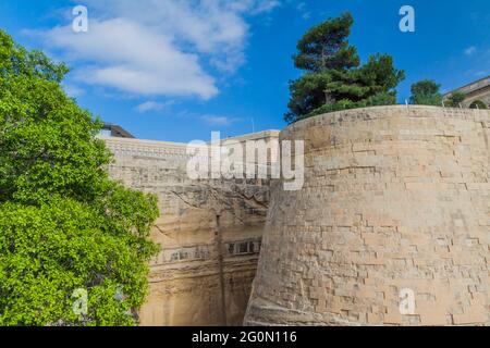 Fortification des murs de la Valette, capitale de Malte Banque D'Images