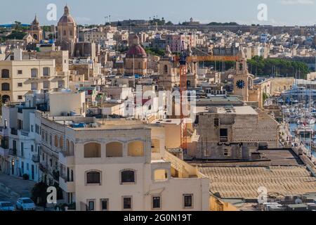 Horizon de la ville de Birgu à Malte Banque D'Images