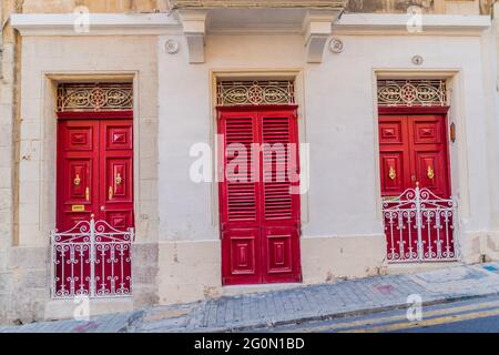 Maison typique dans la ville de Birgu, Malte Banque D'Images