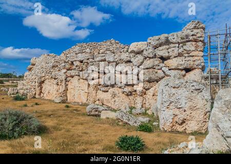 Complexe de temples mégalithiques Ggantija près du village de Xaghra sur l'île de Gozo, Malte Banque D'Images