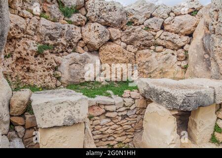 Complexe de temples mégalithiques Ggantija près du village de Xaghra sur l'île de Gozo, Malte Banque D'Images