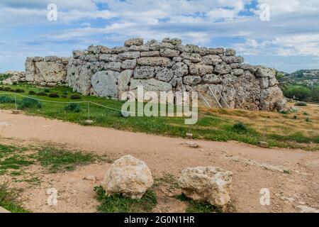 Complexe de temples mégalithiques Ggantija près du village de Xaghra sur l'île de Gozo, Malte Banque D'Images