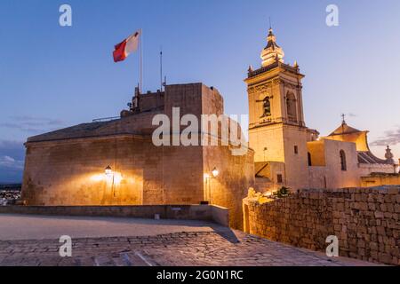 Vue sur la Cittadella, citadelle de Victoria, île de Gozo, Malte Banque D'Images