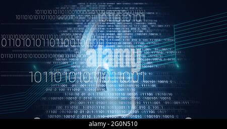Composition de l'icône de cadenas de sécurité en ligne et du codage binaire Banque D'Images